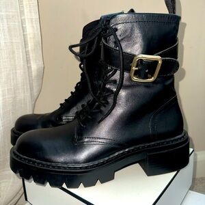 ZARA Leather Combat Boots